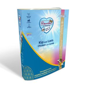 Renske Puppy/Junior vers gestoomd kip en lam hypoallergeen natvoer hond (kuip) 1 tray (10 x 395 g)
