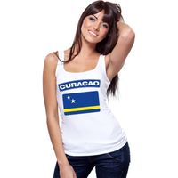 Singlet shirt/ tanktop Curacao vlag wit dames