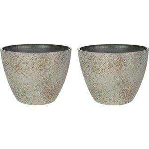 Ter Steege Bloempot/plantenpot - 4x - buiten - beige/goud - D13/H12 cm - Plantenpotten