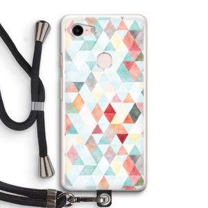Gekleurde driehoekjes pastel: Pixel 3 Transparant Hoesje met koord