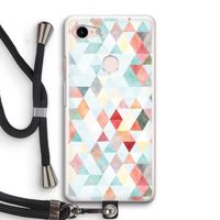 Gekleurde driehoekjes pastel: Pixel 3 Transparant Hoesje met koord