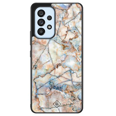 Samsung Galaxy A33 hoesje - Marmer bruin blauw