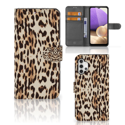 Samsung Galaxy A32 4G | Telefoonhoesje | Met pasjeshouder | Leopard