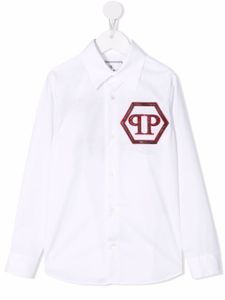 Philipp Plein Junior chemise à logo brodé - Blanc