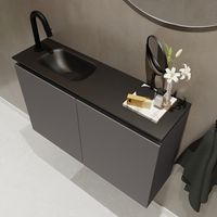 Mondiaz Ture 80cm toiletmeubel dark grey met wastafel urban links 1 kraangat - thumbnail