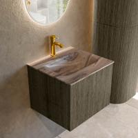 Badmeubel Mondiaz Kurve-Dlux | 50 cm | Meubelkleur Shadow | Wastafelkleur Sombra | Solid surface | Wasbak midden spoelbak | 1 kraangat