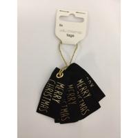 Vellu Merry Christmas zwart tags 6 stuks