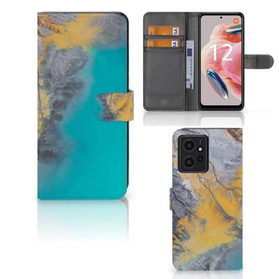 Xiaomi Redmi Note 12 4G | Bookcase | Marble Blue Gold Xiaomi Redmi Note 12 4G | Bookcase | Marble Blue Gold