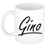 Gino Naam koffiemok - beker - met sierlijke letters - wit - 300 ml - Cadeau - Heren