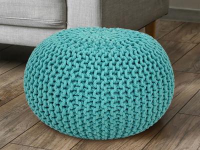 Elin - Pouf - mint - 100% gerecycled katoen - Ø 55 cm