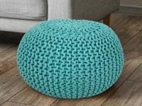 Elin - Pouf - mint - 100% gerecycled katoen - Ø 55 cm
