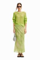 Midi-rok met bloemenkant - GREEN - L