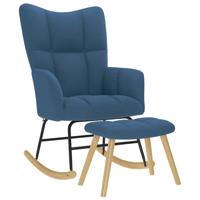 Schommelstoel met voetenbank stof blauw