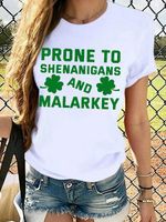 Women's Prone to Shenanigans and Malarkey St Patricks Day Casual Cotton T-Shirt - thumbnail