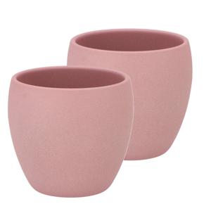 DK Design Bloempot/plantenpot - 2x - Vinci - lichtroze mat - voor kamerplant - D13 x H14 cm