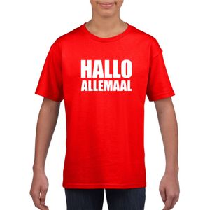 Hallo allemaal tekst rood t-shirt voor kinderen