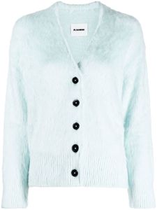 Jil Sander cardigan texturé à col v - Bleu