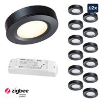 Set LED-opbouwspot Zigbee Adria zwart 3W dimbaar