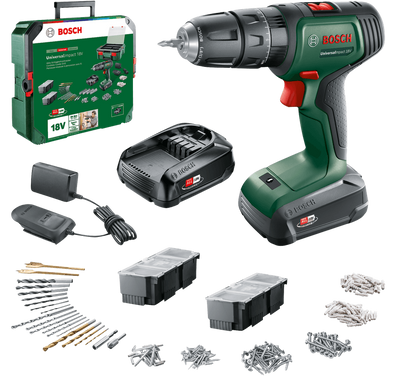 Bosch Groen UniversalImpact 18V | Accuklopboorschroevendraaier | 2 x 1.5 Ah accu + lader | + SystemBox 06039D4103