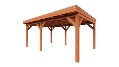 Trendhout Overkapping Refter XL 550x400 cm- Plat dak- Onbehandeld lariks Douglas hout- Trendhout