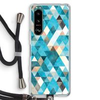 Gekleurde driehoekjes blauw: Sony Xperia 5 III Transparant Hoesje met koord