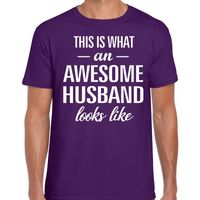 Awesome Husband / echtgenoot cadeau t-shirt paars heren - thumbnail