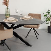 LivingFurn Ovale Eettafel 'Oslo' Mangohout en staal, kleur Zwart, 180 x 90cm LivingFurn Ovale Eettafel 'Oslo' Mangohout en staal, kleur Zwart, 180 x 90cm