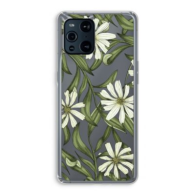 Wit bloemenpatroon: Oppo Find X3 Pro Transparant Hoesje