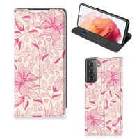 Samsung Galaxy S21 Smart Cover Pink Flowers