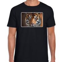 Dieren t-shirt met tijgers foto zwart voor heren