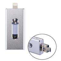 RQW-02 3 in 1 USB 2.0 & 8 Pin & Micro USB 16GB Flash Drive for iPhone & iPad & iPod & Most Android Smartphones & PC Computer(Silver)