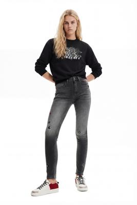 Push-up skinny jeans met borduursels - BLACK - 38