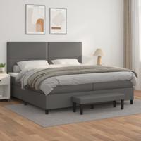 Boxspring met matras kunstleer grijs 200x200 cm