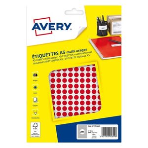 Avery PET08R ronde markeringsetiketten, diameter 8 mm, blister van 2940 stuks, rood