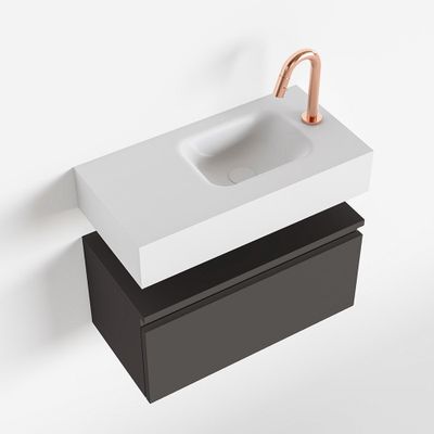 Toiletmeubel Mondiaz Andor | 60 cm | Meubelkleur Dark grey | Lex vrijhangend wastafel Talc Rechts | 1 kraangat