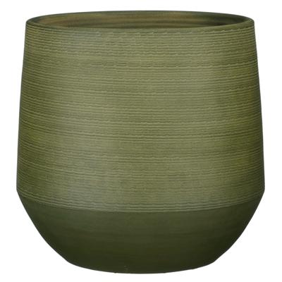 Mica Decorations Plantenpot - terracotta - donkergroen relief - D37/H34 cm - bloempot