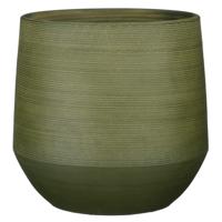 Mica Decorations Plantenpot - terracotta - donkergroen relief - D37/H34 cm - bloempot