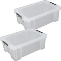 Allstore Opbergbox - 2x stuks - 15 liter - Transparant - 47 x 30 x 17 cm - kunststof - met deksel