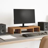 Monitorstandaard verstelbaar 60x24x10,5cm hout artisanaal eiken