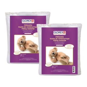 Glorex Hobby vulmateriaal - 2x - polyester - 150 gram voor knuffels/kussens - wit - donzig