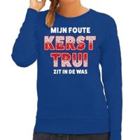 Foute kersttrui - sweater - Mijn foute kersttrui zit in de was - blauw - voor dames - kerstkleding