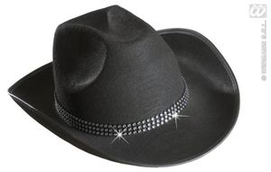 Cowboyhoed zwart met strass band