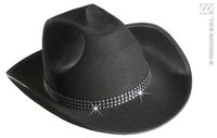 Cowboyhoed zwart met strass band - thumbnail