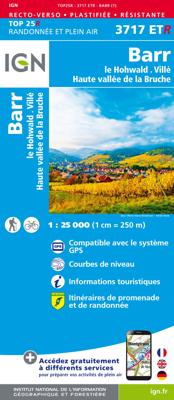 Wandelkaart - Topografische kaart 3717ETR Barr / Le Howald / Villé / Hte Vallée de la Bruche | IGN - Institut Géographique National