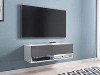 TV-meubel ACAPULCO 1 klapdeur 100 cm wit/grijs met led - thumbnail