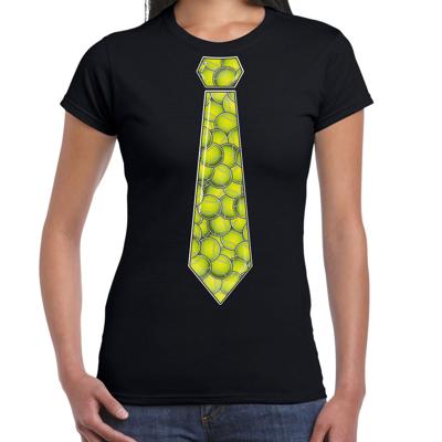 Verkleed T-shirt dames - zwart - tennis racket stropdas - sport/themafeest Verkleed T-shirt dames - zwart - tennis racket stropdas - sport/themafeest