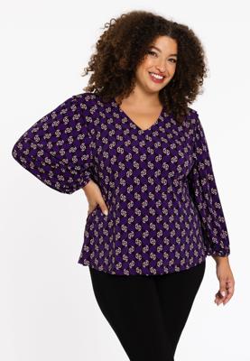 Yoek Blouse FOULARD | Paars | Maat 58/60