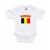 Belgium romper met vlag Belgie wit voor babys - thumbnail