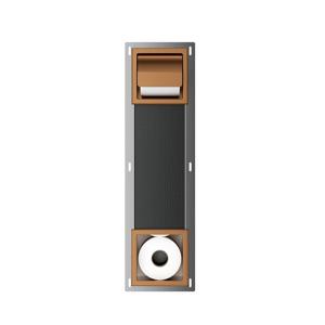Xellanz Rocko toiletrolhouder met klep en reserverolhouder inbouw geborsteld brons koper 33.2154