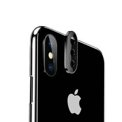 Titanium legering metalen camera lens beschermer gehard glas film voor iPhone XS Max (zwart)